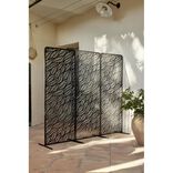 Panneau d&eacute;coratif design feuillage m&eacute;tal ajour&eacute; noir 50xH130cm