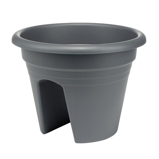 Pot de fleur balcon rond plastique noir &Oslash;29,5xH22,5cm