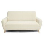 Prot&egrave;ge canap&eacute; extensible 2 places L145-185cm velours c&ocirc;tel&eacute; beige