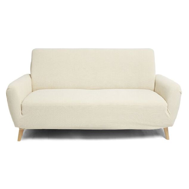 Prot&egrave;ge canap&eacute; extensible 2 places L145-185cm velours c&ocirc;tel&eacute; beige