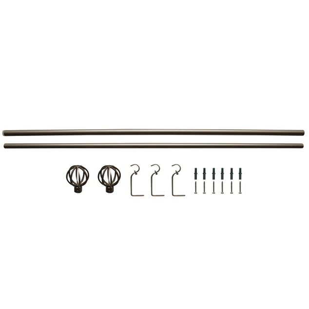Kit Tringle Extensible 167-305 cm embouts sph&egrave;re gris chrom&eacute;