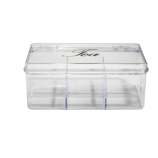 Bo&icirc;te &agrave; th&eacute; plastique transparent 21,5x15x8,5cm