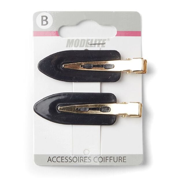 Lot de 2 barrettes &agrave; cheveux plates clic-clac noir et dor&eacute;