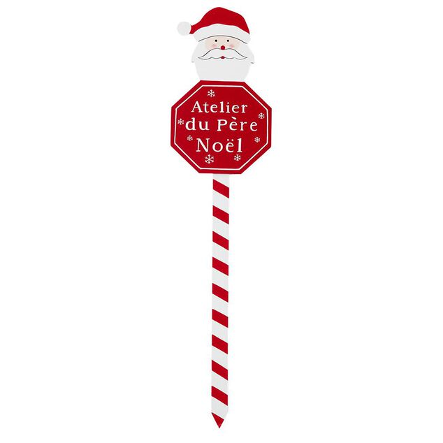 Pancarte de No&euml;l en bois rouge et blanc H50cm (3 mod&egrave;les)