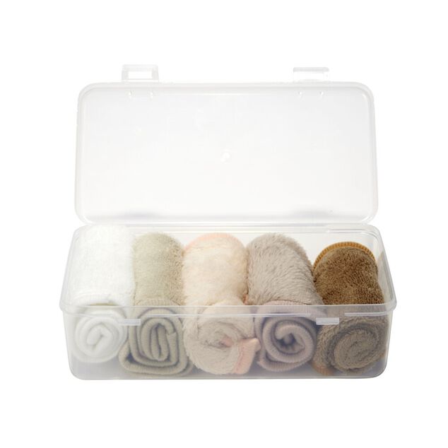 &Eacute;ponge d&eacute;maquillante r&eacute;utilisables x5 avec bo&icirc;te de rangement