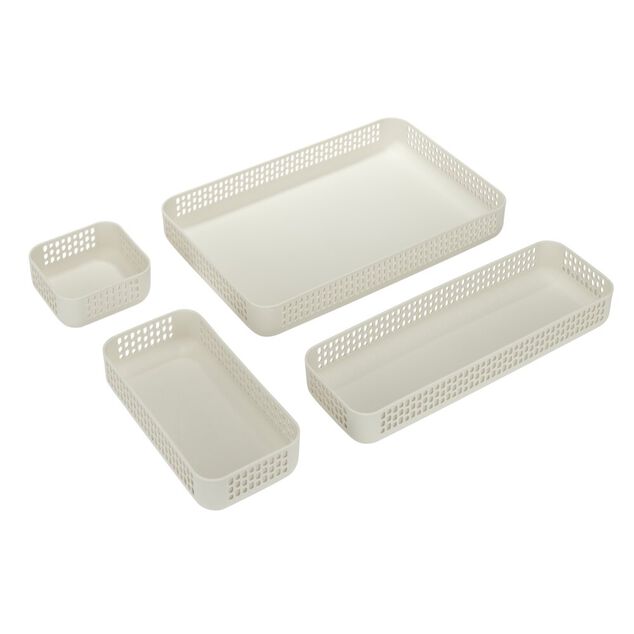 Organiseur de bureau pour tiroir x4 plastique beige 22x10,5xH4,5cm