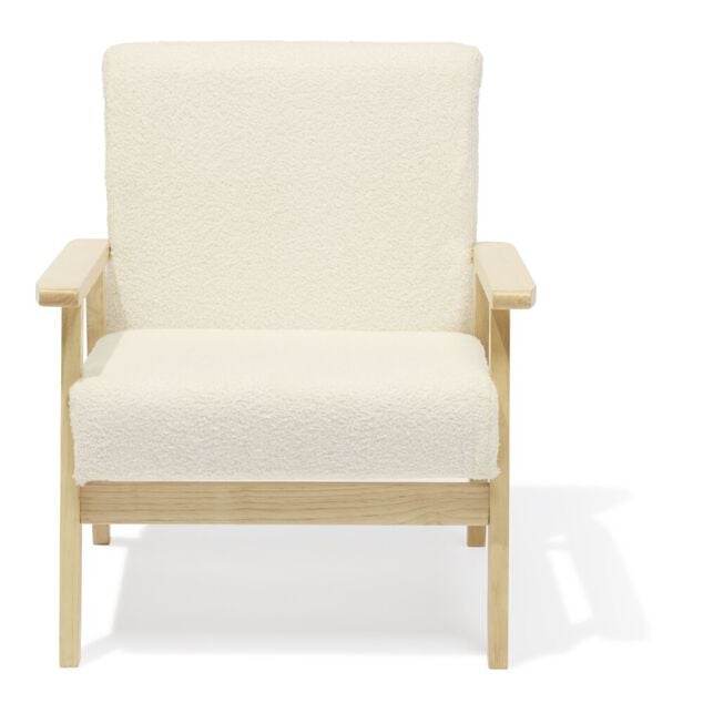 Fauteuil Jos&eacute;phine curly effet laine boucl&eacute;e blanc - L64xP70xH76 cm