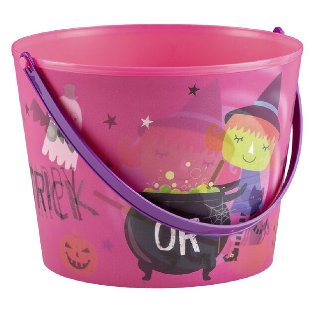Seau &agrave; bonbons Halloween avec effet d'optique rose
