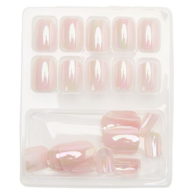 Kit de faux ongles en acrylique rose clair effet miroir