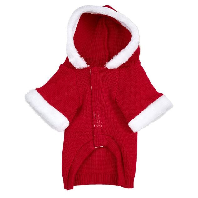 Pull P&egrave;re No&euml;l pour chien rouge avec capuche