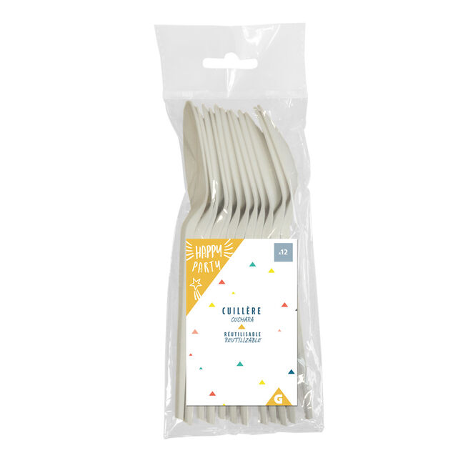 Cuillère à café plastique blanc x12