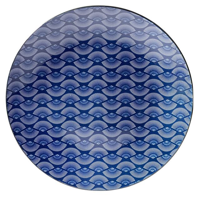 Assiette plate style japonais porcelaine bleu blanc &Oslash;26cm (2 mod&egrave;les)