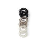 Lot de 6 &eacute;lastiques &agrave; cheveux spirale caoutchouc 3 coloris