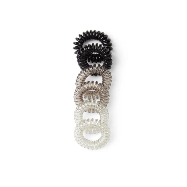 Lot de 6 &eacute;lastiques &agrave; cheveux spirale caoutchouc 3 coloris