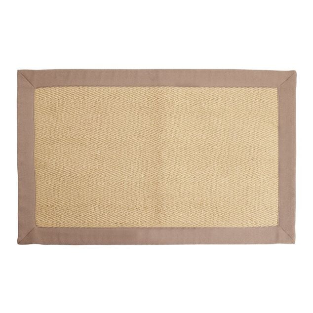 Tapis rectangulaire jute et bord uni 50x80cm (2 mod&egrave;les noir ou marron)