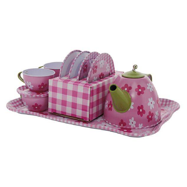 Dinette service &agrave; th&eacute; 12 pi&egrave;ces en m&eacute;tal