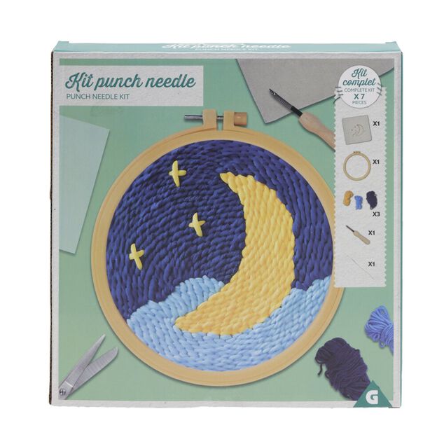 Kit de crochet avec support rond bois et laine 25x9x6cm - plusieurs mod&egrave;les