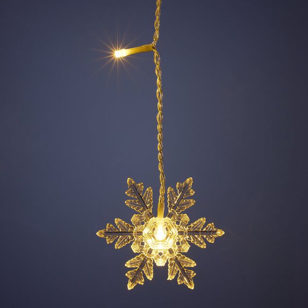 Guirlande de No&euml;l lumineuse 90LED rideau flocon blanc chaud L665cm