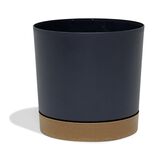 Pot de jardin Tubo plastique gris avec soucoupe marron &Oslash;29,2cm