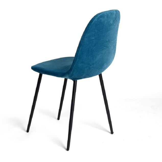 Housse de chaise velours extensible bleu L45xP40xH45cm