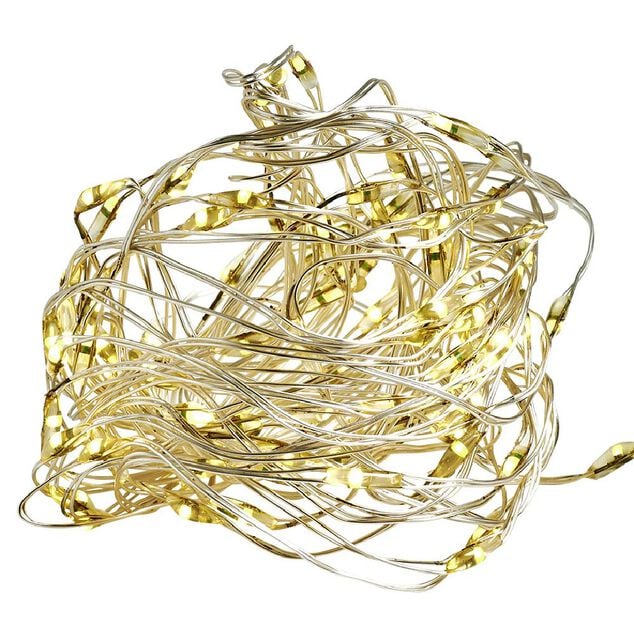 Guirlande &eacute;lectrique fil cuivre 100microLED 5m d'&eacute;clairage blanc chaud