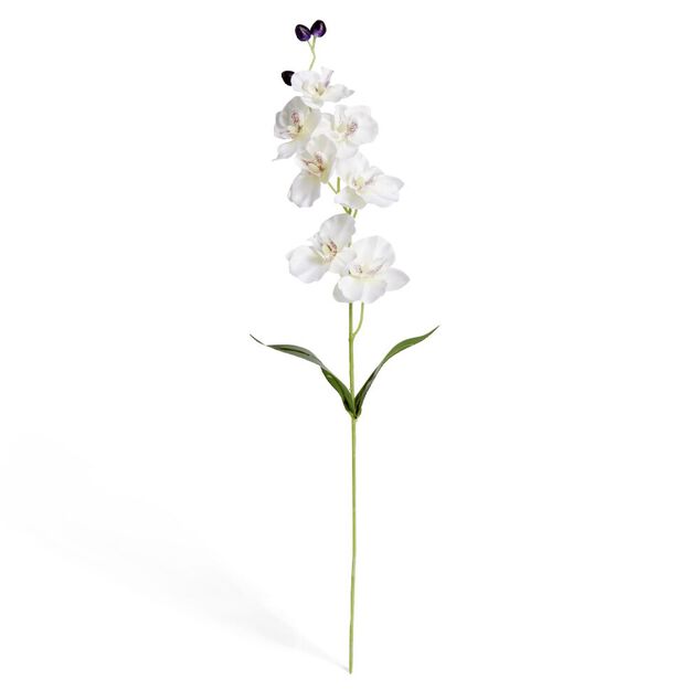 Fleur artificielle tige orchid&eacute;e blanche 7 t&ecirc;tes H62cm