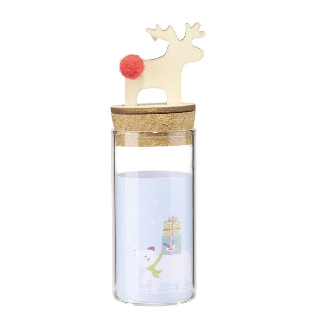 Bouteille &agrave; souhait d&eacute;cor de No&euml;l 10x3,5cm rouge (4 mod&egrave;les)