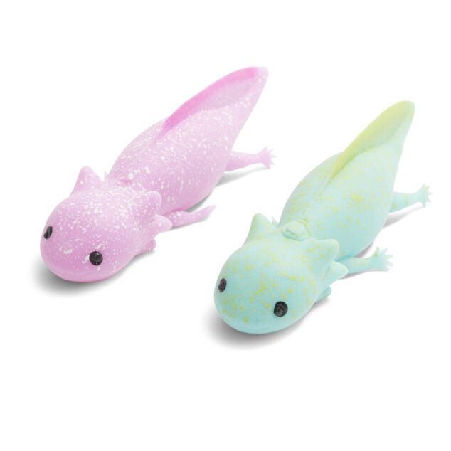 Lot de 2 jouets à catapulter axolot gluant rose et vert