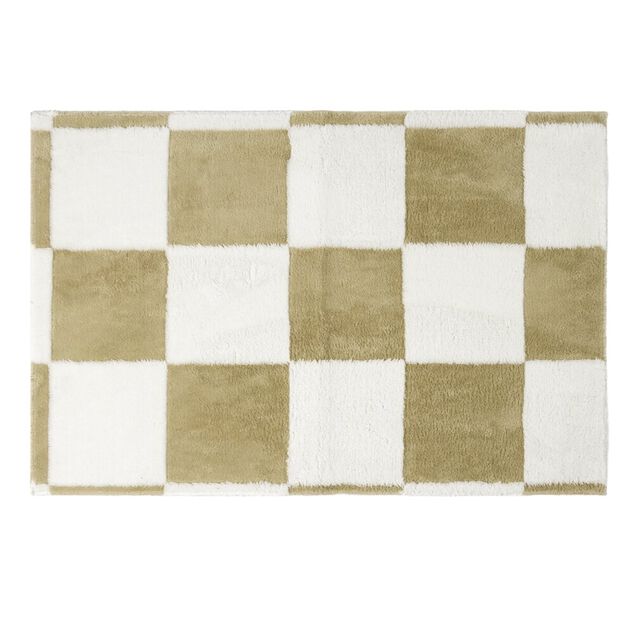 Tapis rectangulaire damier polyester 57x95cm (2 mod&egrave;les rouge ou beige)