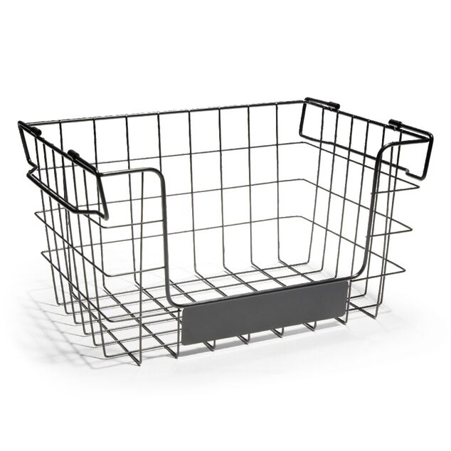 Panier superposable taille M m&eacute;tal noir 34,5x24x19cm