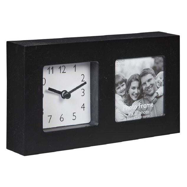 Horloge avec cadre photo &agrave; poser 10.5x19.5cm (2 mod&egrave;les)
