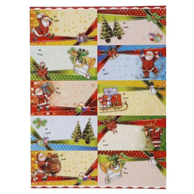 &Eacute;tiquette paillet&eacute;e papier cadeau x10