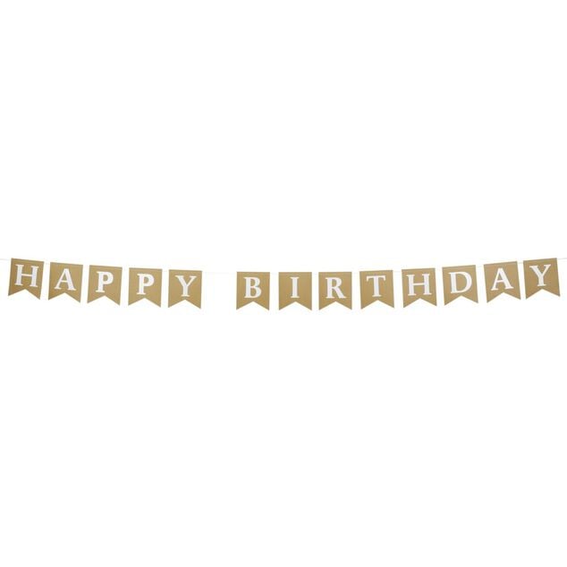Guirlande anniversaire Happy Birthday papier kraft th&egrave;me nature 2,5m