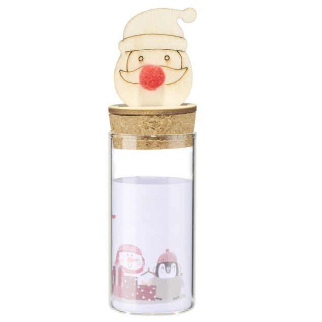Bouteille &agrave; souhait d&eacute;cor de No&euml;l 10x3,5cm rouge (4 mod&egrave;les)