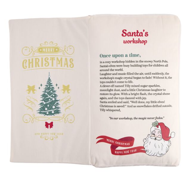 Coussin rectangulaire forme livre conte de No&euml;l L30X50XH5 cm (2 mod&egrave;les rouge ou vert)