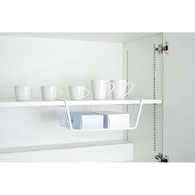 Corbeille &agrave; suspendre en m&eacute;tal blanc L.40 cm