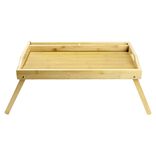 Plateau rectangulaire en bambou pieds r&eacute;tractables 50x30xH24,5cm