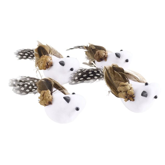 Oiseaux d&eacute;coratifs x4 &agrave; clipser