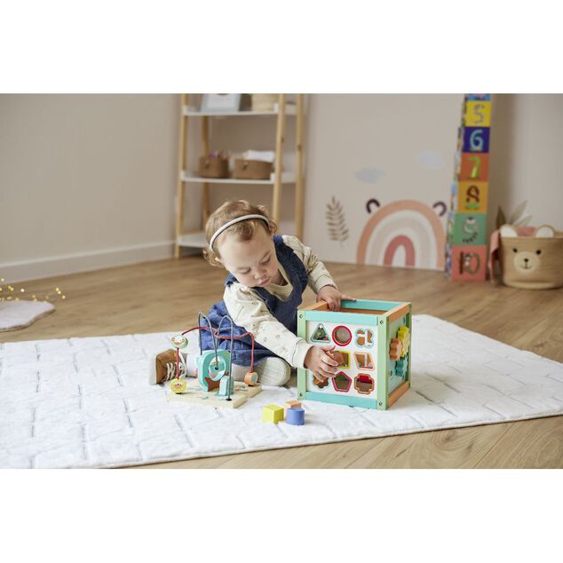 Cube d'activités 5-en-1 en bois