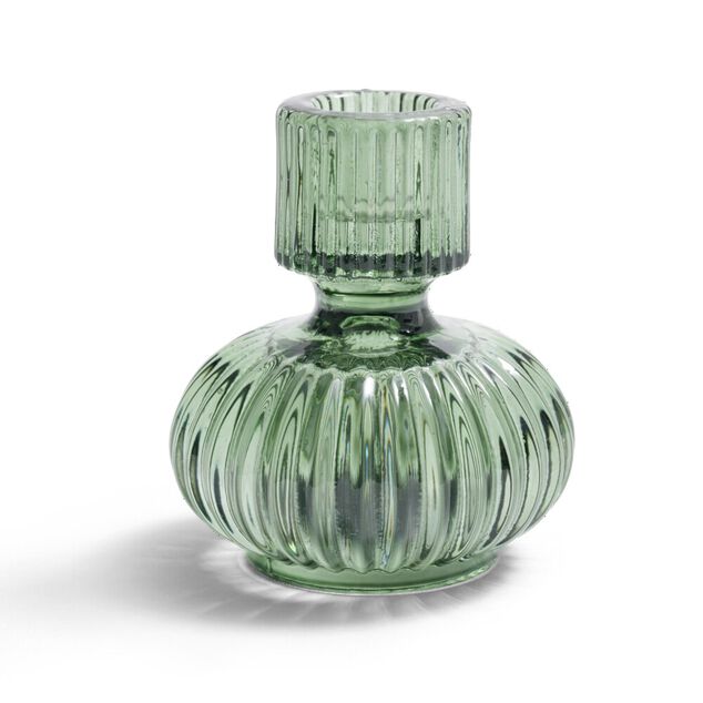 Bougeoir verre vert Ø7,5xH9cm