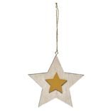 Suspension de Noël en bois motif incrusté étoile