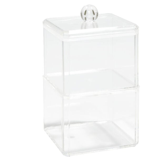 Bo&icirc;te de rangement salle de bain 2 compartiments 9,3x9,3xH15,5cm