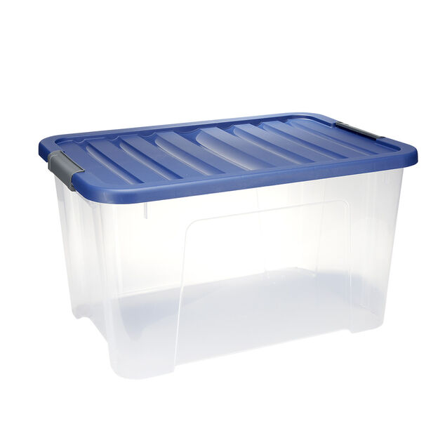 Box plastique 45L avec couvercle &agrave; clip 55x30,5xH39cm