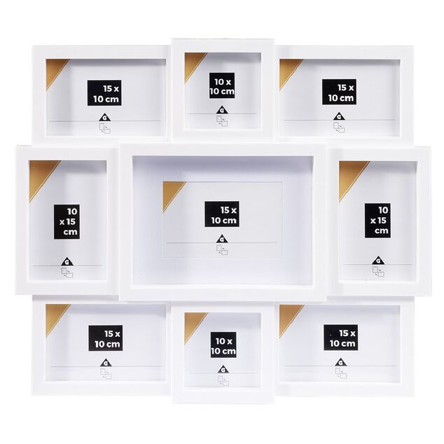 P&ecirc;le-m&ecirc;le plastique blanc 42x48cm 7 vues 10x15cm et 2 vues 10x10cm