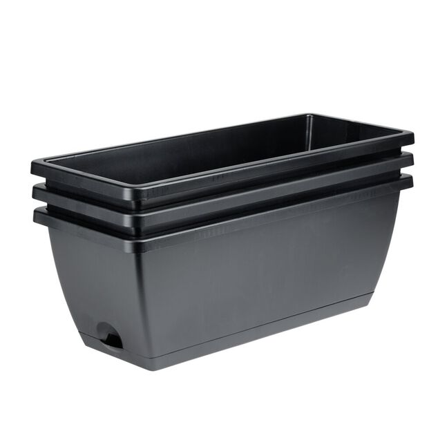 Jardini&egrave;re balcon x3 mod&egrave;le Symphonie 6L plastique gris anthracite