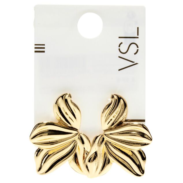 Boucles d'oreilles forme feuille métal doré