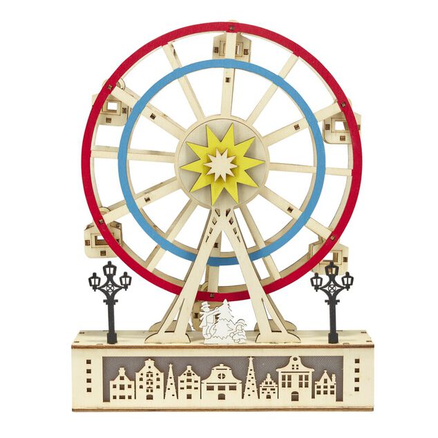 Grande roue anim&eacute;e en bois d&eacute;coration &agrave; poser H24,5cm (2 mod&egrave;les)