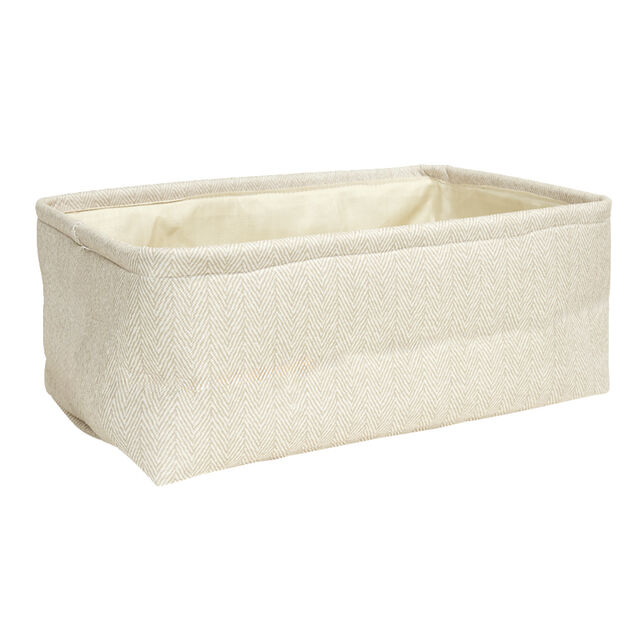 Pani&egrave;re de rangement rectangulaire tiss&eacute; gris 35x24xH13cm