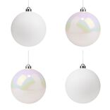 Boule de Noël x4 blanc et irisé Ø15cm
