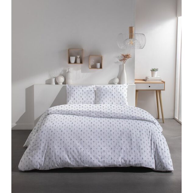 Parure de lit 3 pi&egrave;ces 240x260cm blanc motif floral (2 mod&egrave;les)